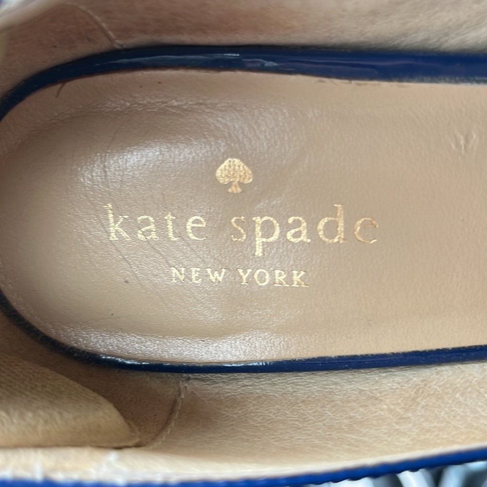 Kate spade royal blue patent peep toe wedge pump sz 9.5M - Picture 10 of 14